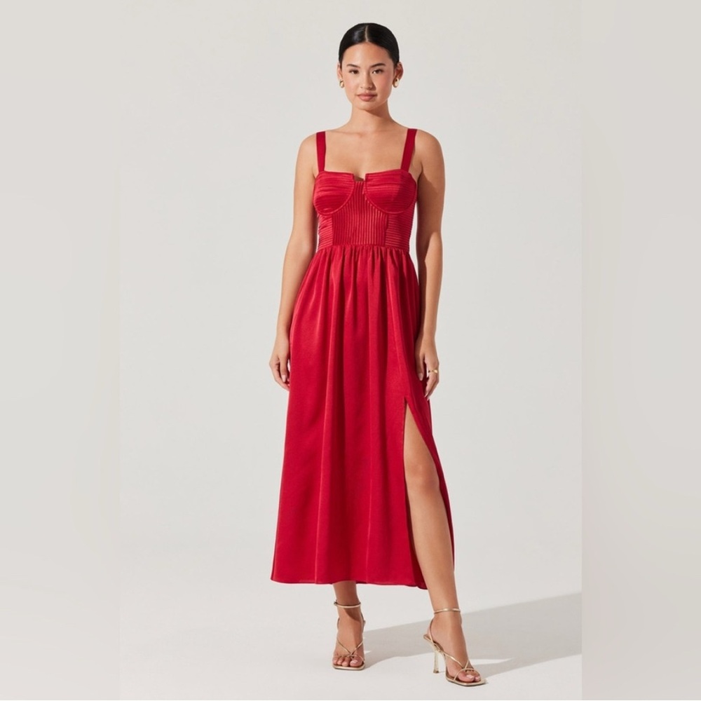 Astr Red Midi Dress